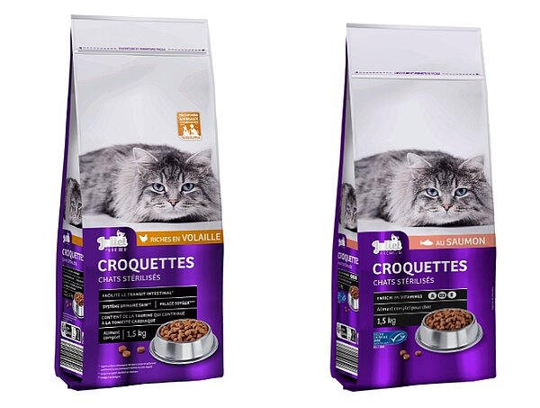 Croquettes Chats Stérilisés Volaille ou Saumon JULIET de Aldi